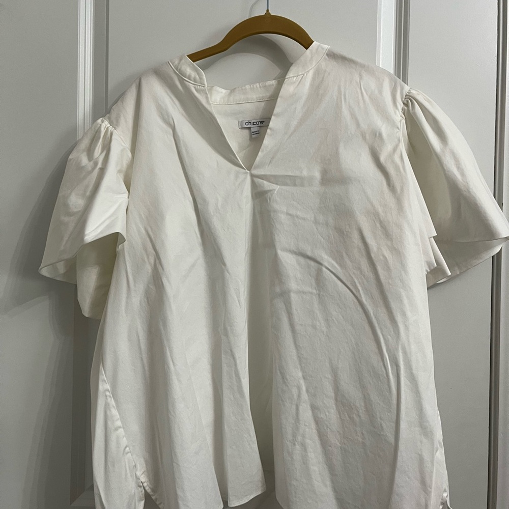 Chico's White Puff Sleeve Blouse